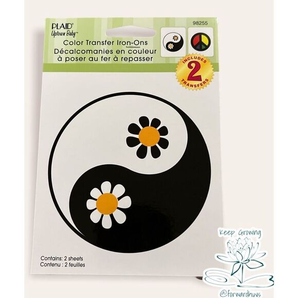 Peace Sign & Yin Yang Iron On Transfer 2 Pack - Picture 1 of 6